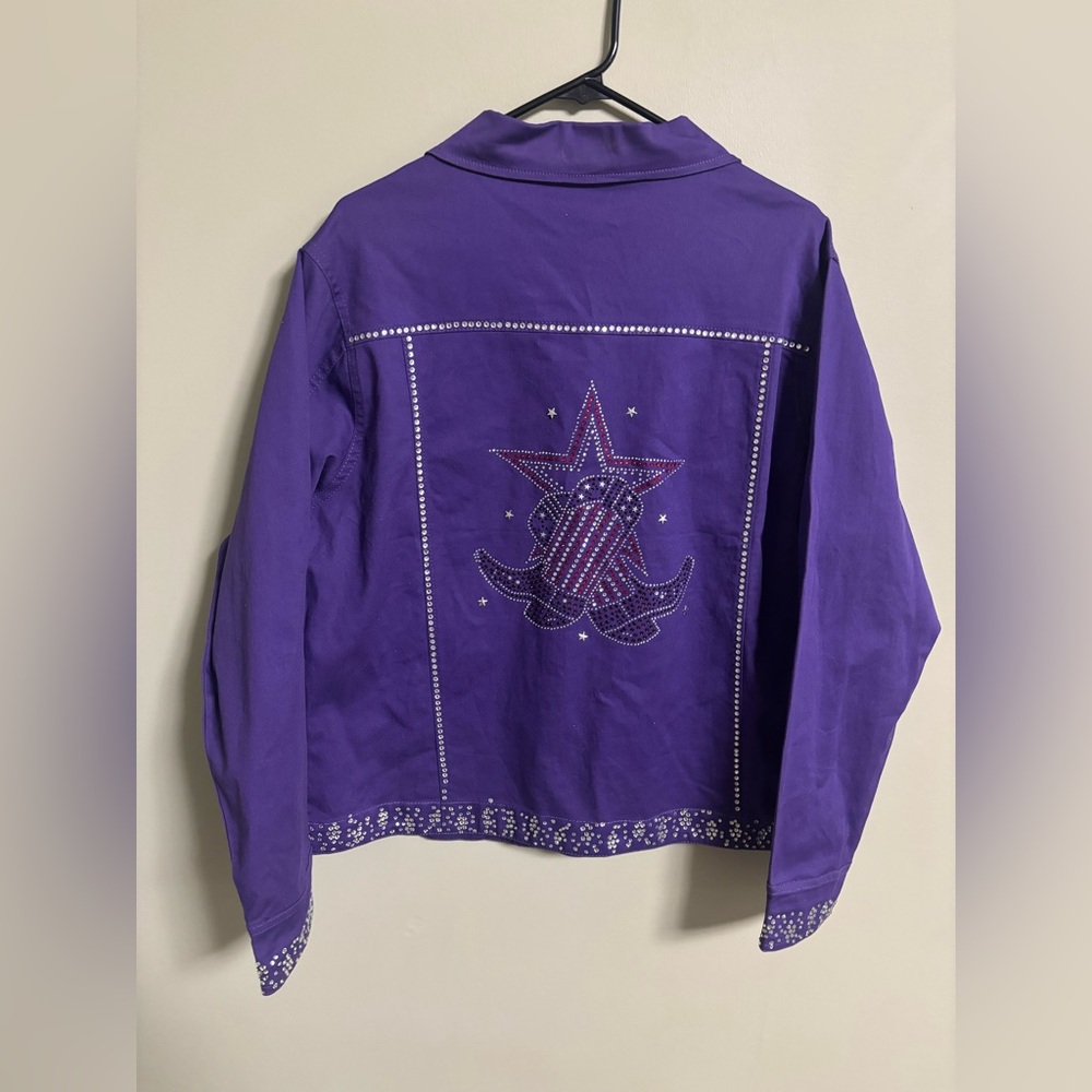 Purple Embellished Women's Jacket with Star Motif